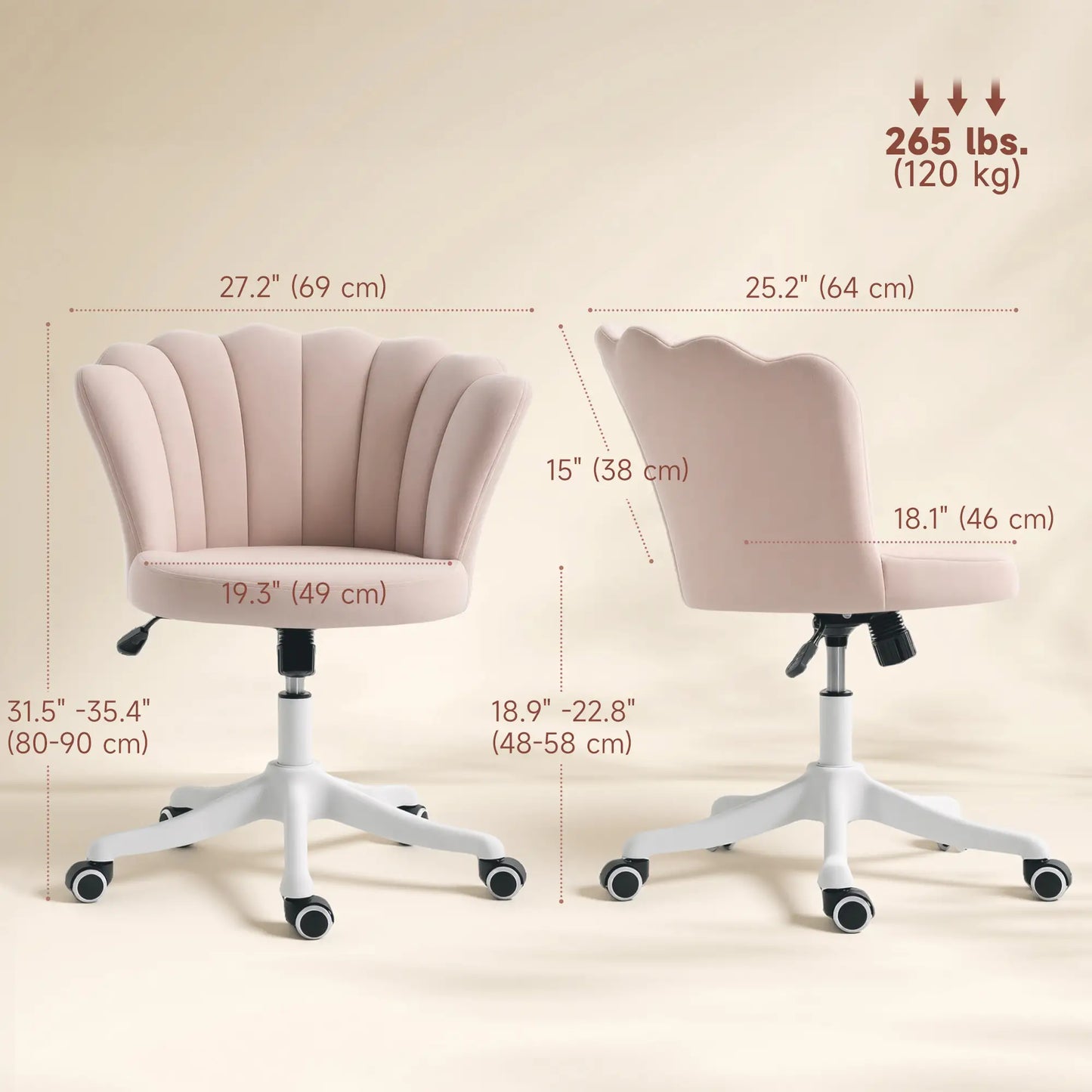 Armless Adjustable Swivel Desk Office Chair, Pink Task Chairs at Gallery Canada