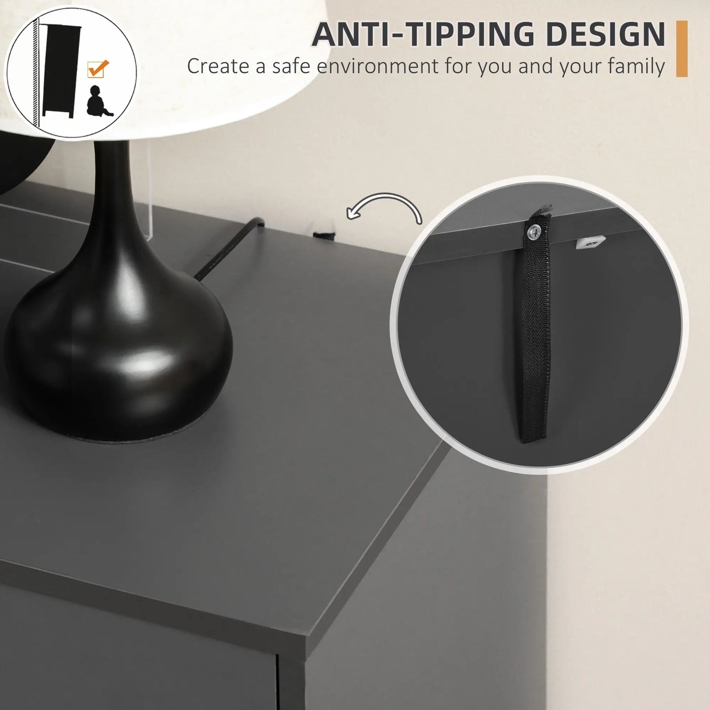 Sideboard Buffet Cabinet, Adjustable Shelves, Dark Grey Bar Cabinets at Gallery Canada