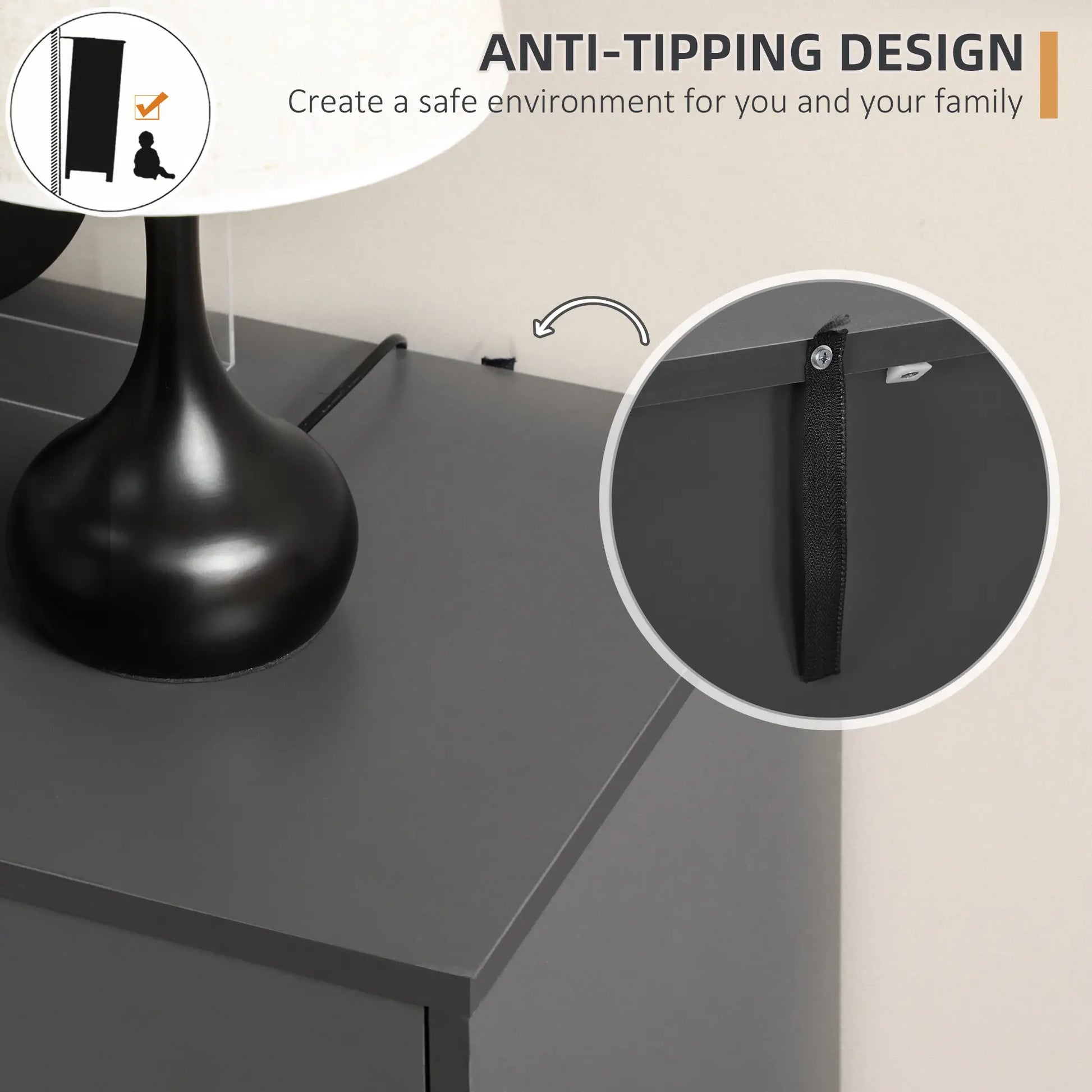 Sideboard Buffet Cabinet, Adjustable Shelves, Dark Grey Bar Cabinets at Gallery Canada