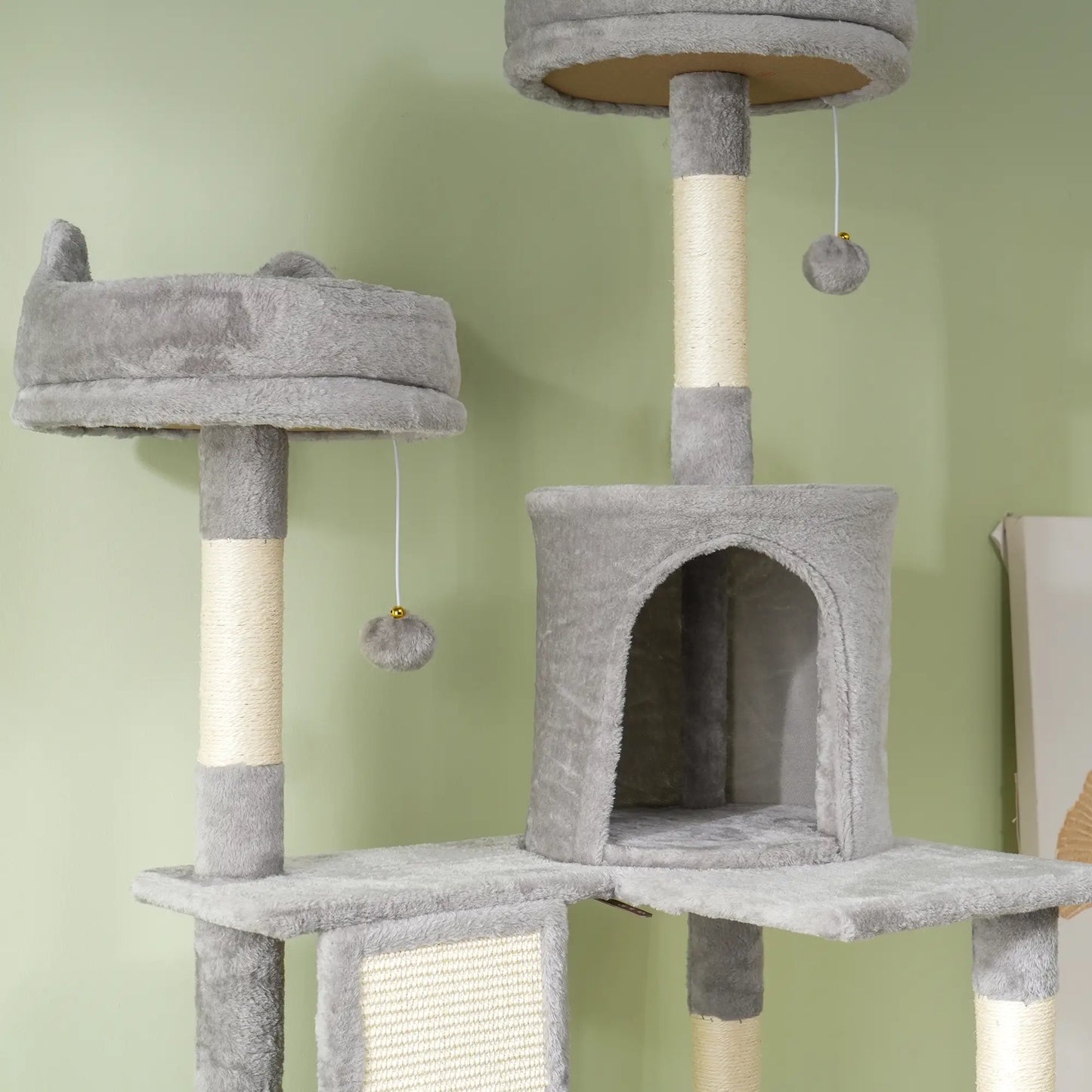 81" Large Cat Tree, Scratching Posts, Condos, Beds, Hammocks, Light Grey Cat Towers at Gallery Canada