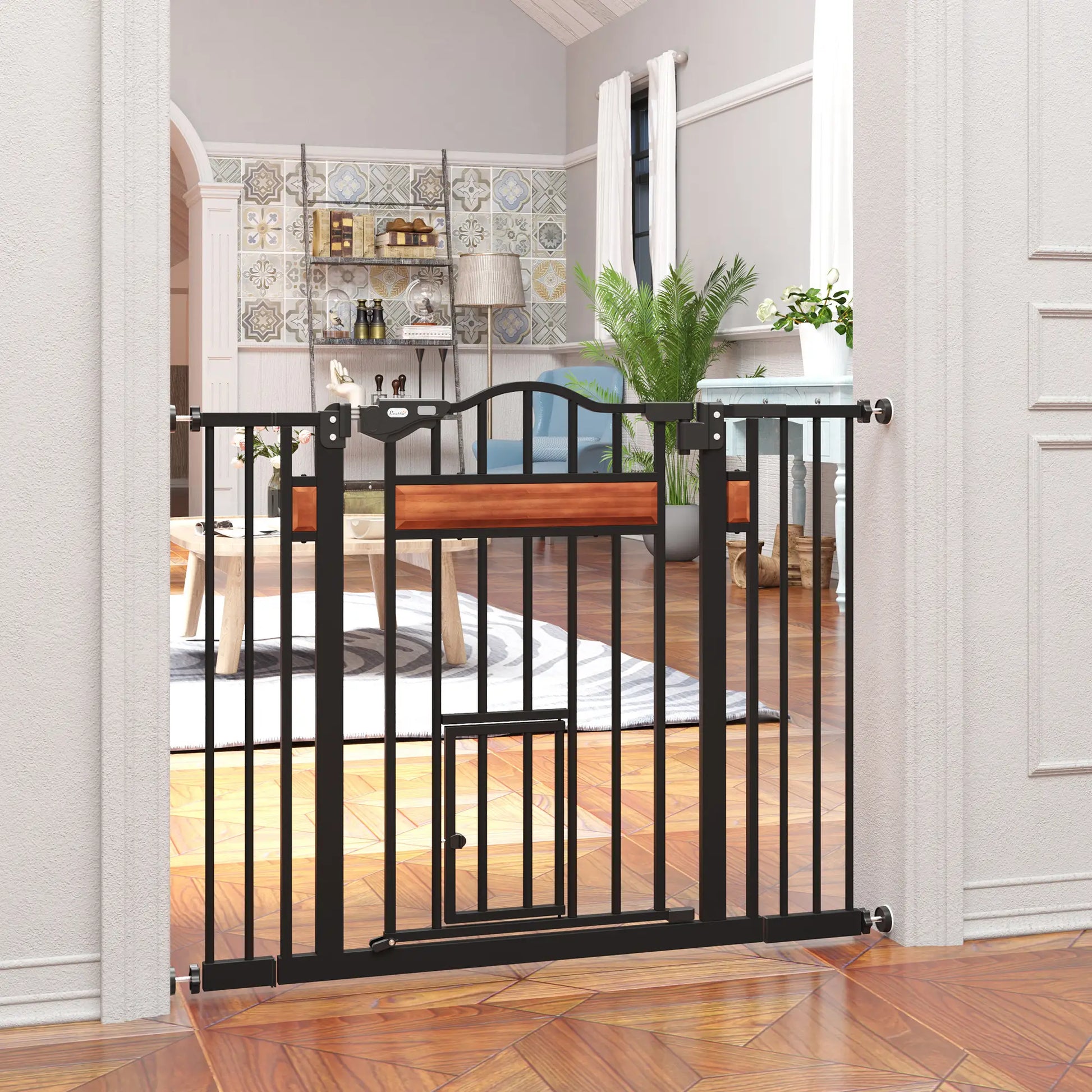 29.1''-41.3'' Extra Wide Dog Gate, Cat Door, Pressure Fit, Auto Close Houses, Kennels & Pens at Gallery Canada