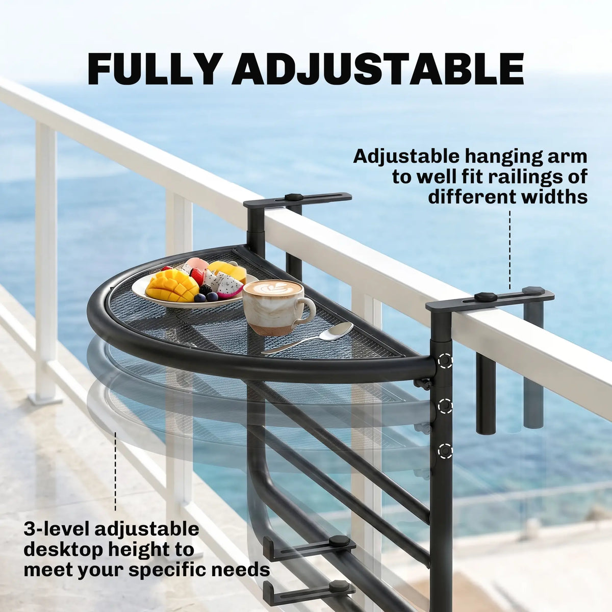 Adjustable Balcony Hanging Rail Table Metal Wall Desk Balcony Table Hanging at Gallery Canada