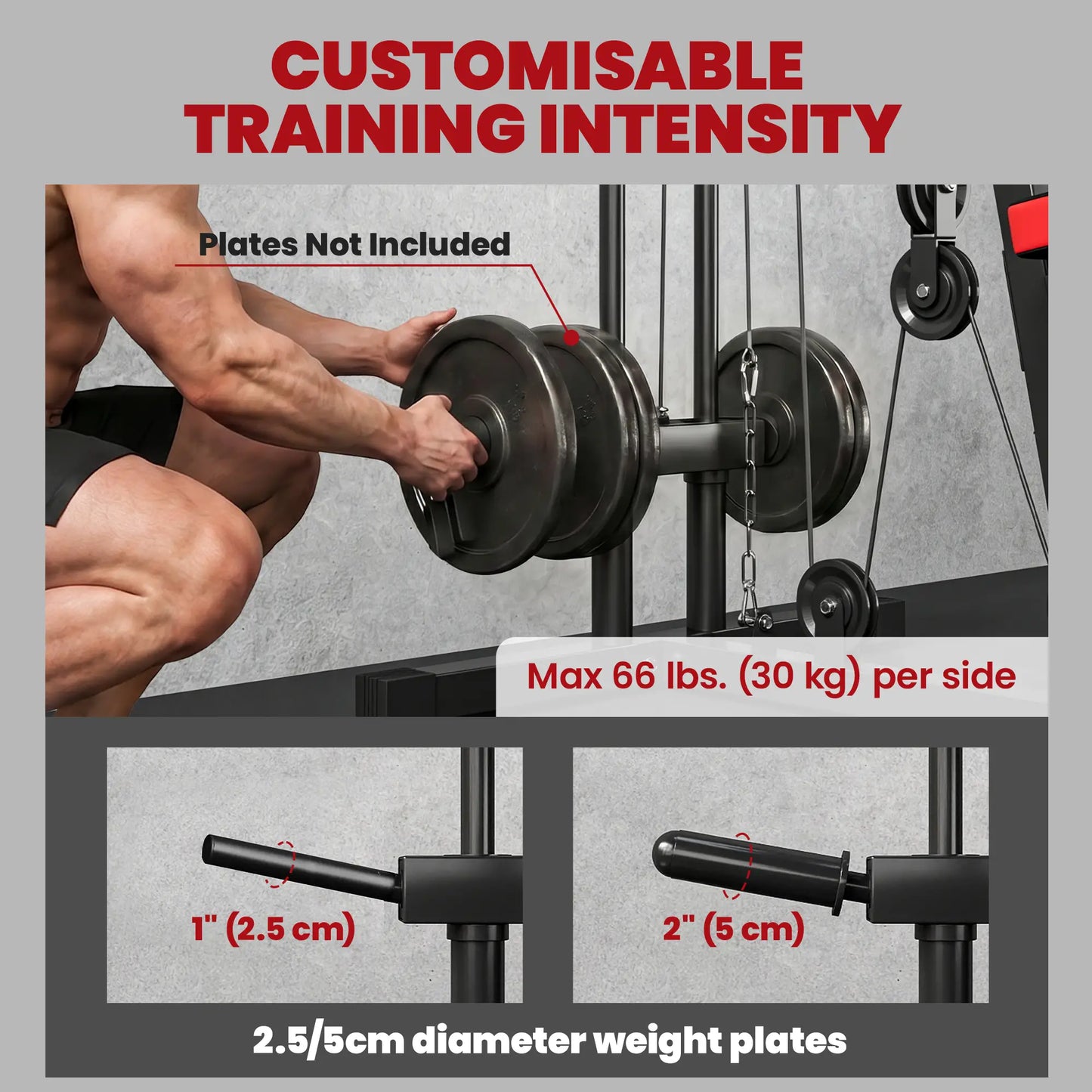 Home Gym Equipment, Multifunctional Weight Machine with Pulley System for Full Body Strength Training, Black Power Towers at Gallery Canada
