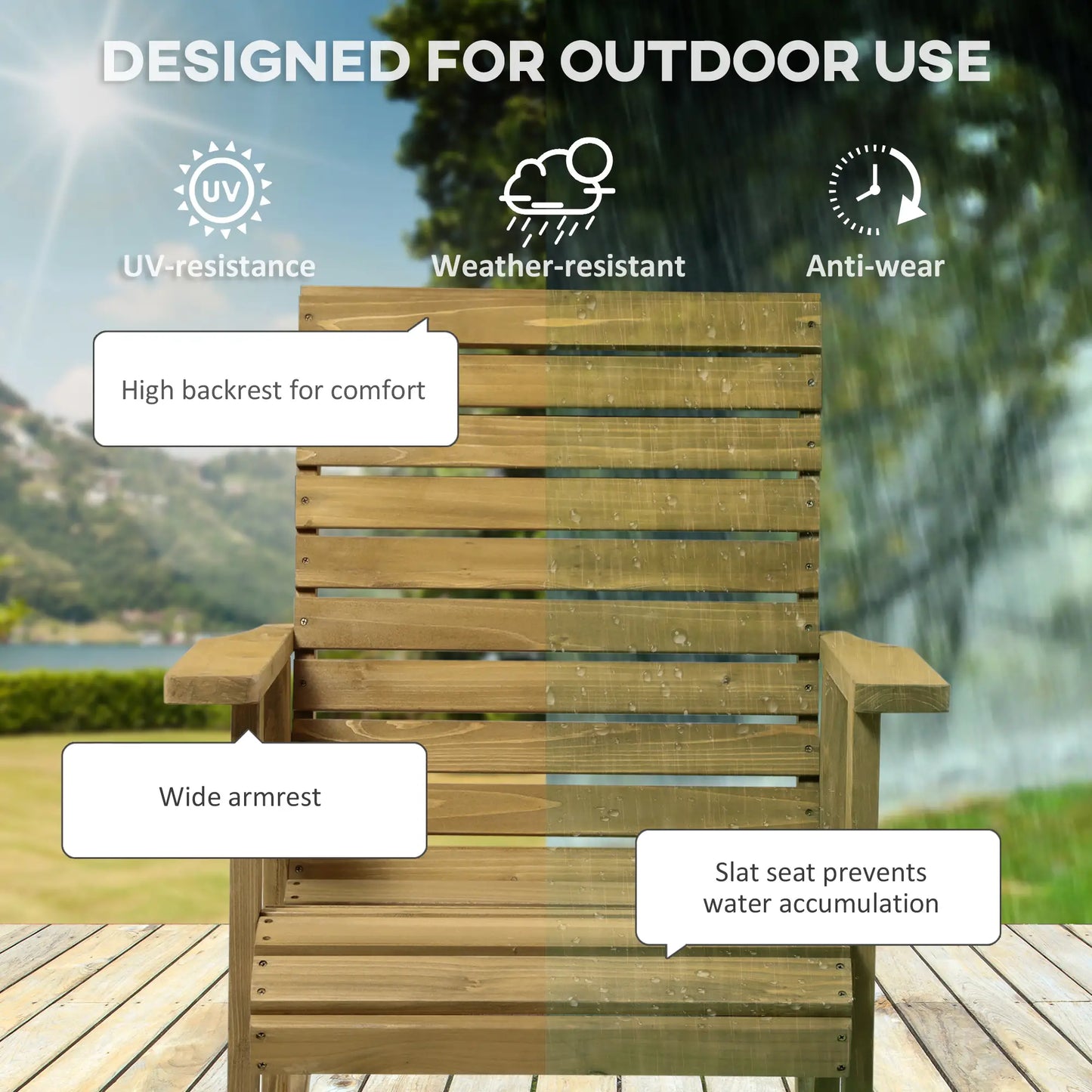 Wooden Outdoor Rocking Chair, Traditional Patio Rocker, Light Brown Outdoor Rocking Chairs at Gallery Canada