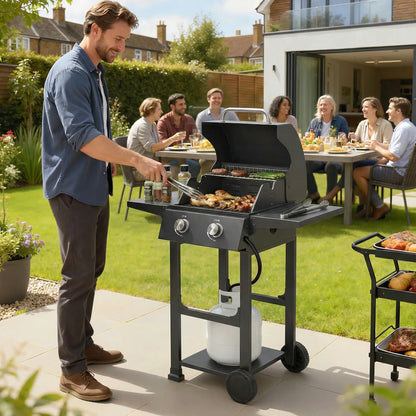 2 Burner Propane Gas Grill With Wheels, 18,400 BTU, Black Propane Gas Grills at Gallery Canada