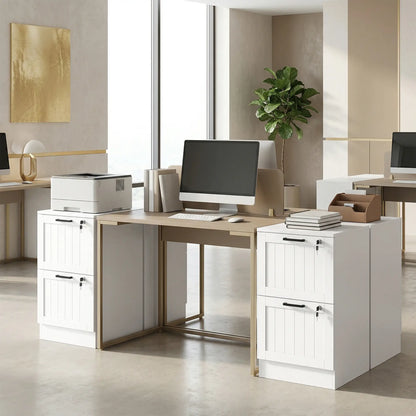 2 Drawer Filing Cabinet with Lock, Office Storage, A4 Letter Size, White Office Cabinets & Cupboards at Gallery Canada