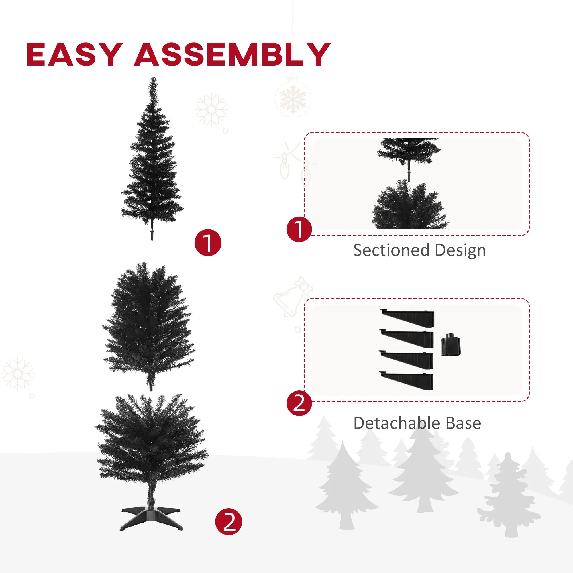 6 Pencil Slim Artificial Christmas Tree, Realistic Branches, Sturdy Metal Stand, Black Pencil Christmas Trees at Gallery Canada