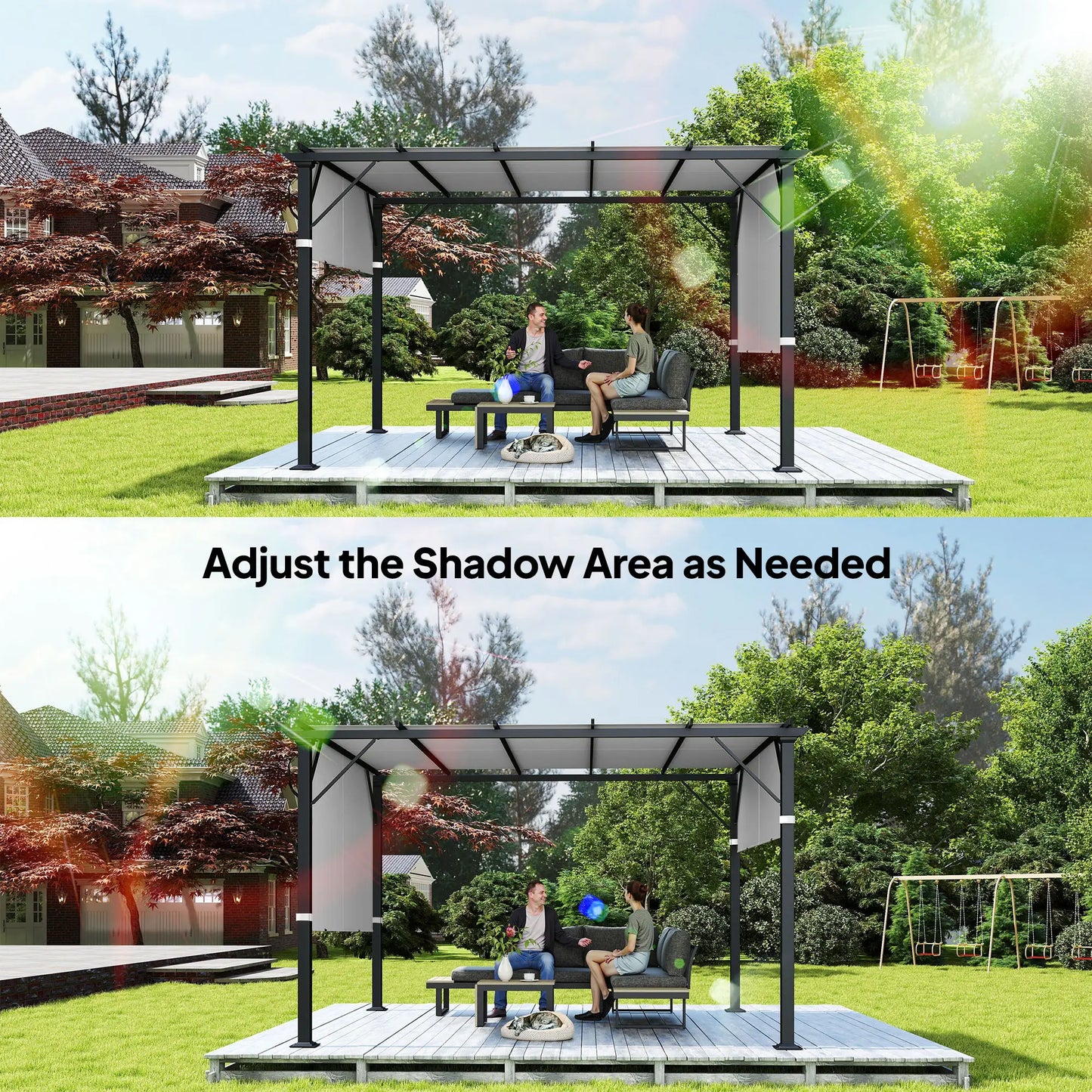 2 Pcs UV Protection Pergola Canopy, 10' x 10', Light Grey Gazebo Canopy Replacement at Gallery Canada