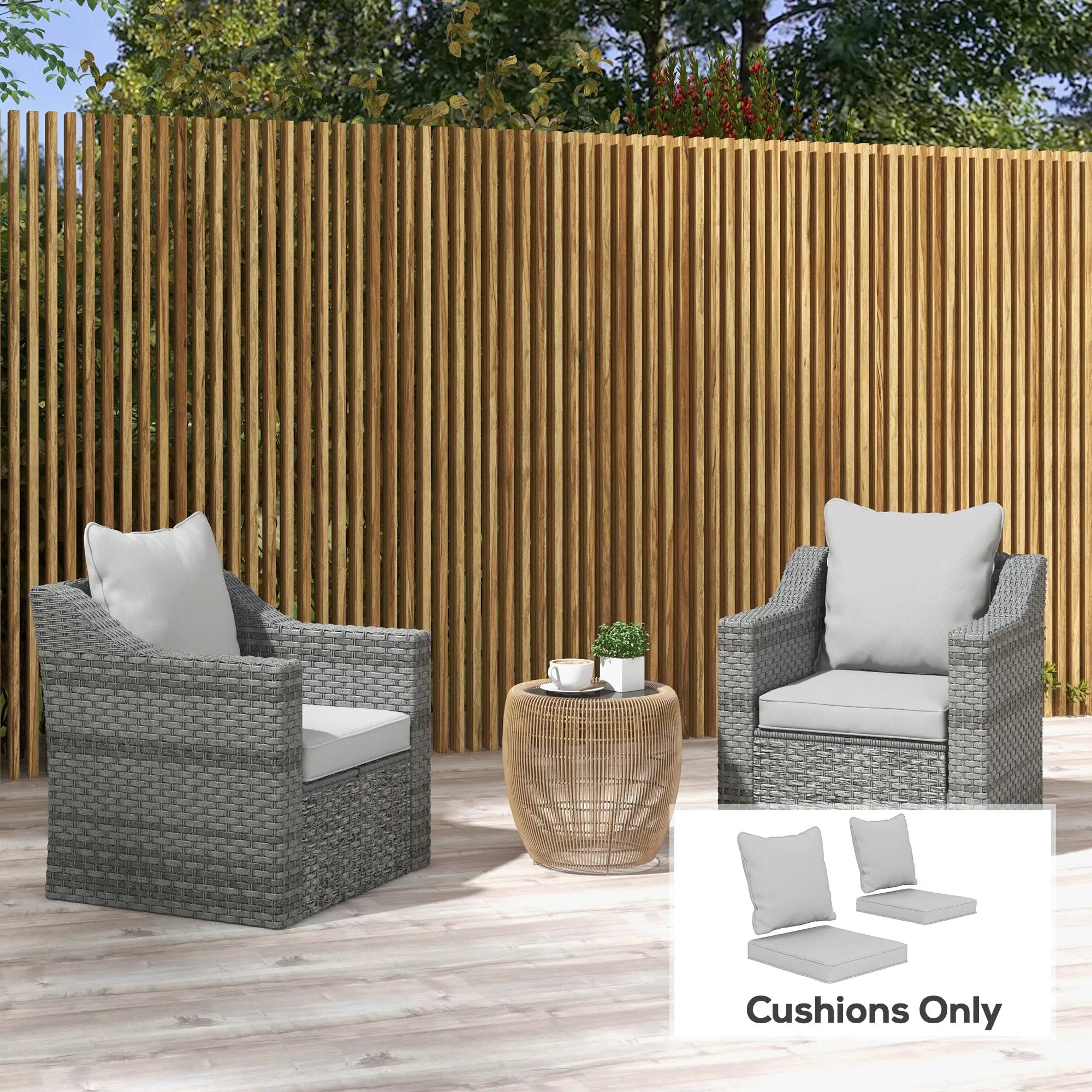 Seat Cushion Back Pillows Set of 2, Patio Chair Cushions, Light Grey, Grey Patio Chair Cushions at Gallery Canada