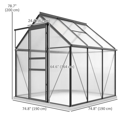 6' x 6' x 6.5' Polycarbonate Greenhouse, Walk-in, Adjustable Roof Vent, Grey Walk In Greenhouses at Gallery Canada