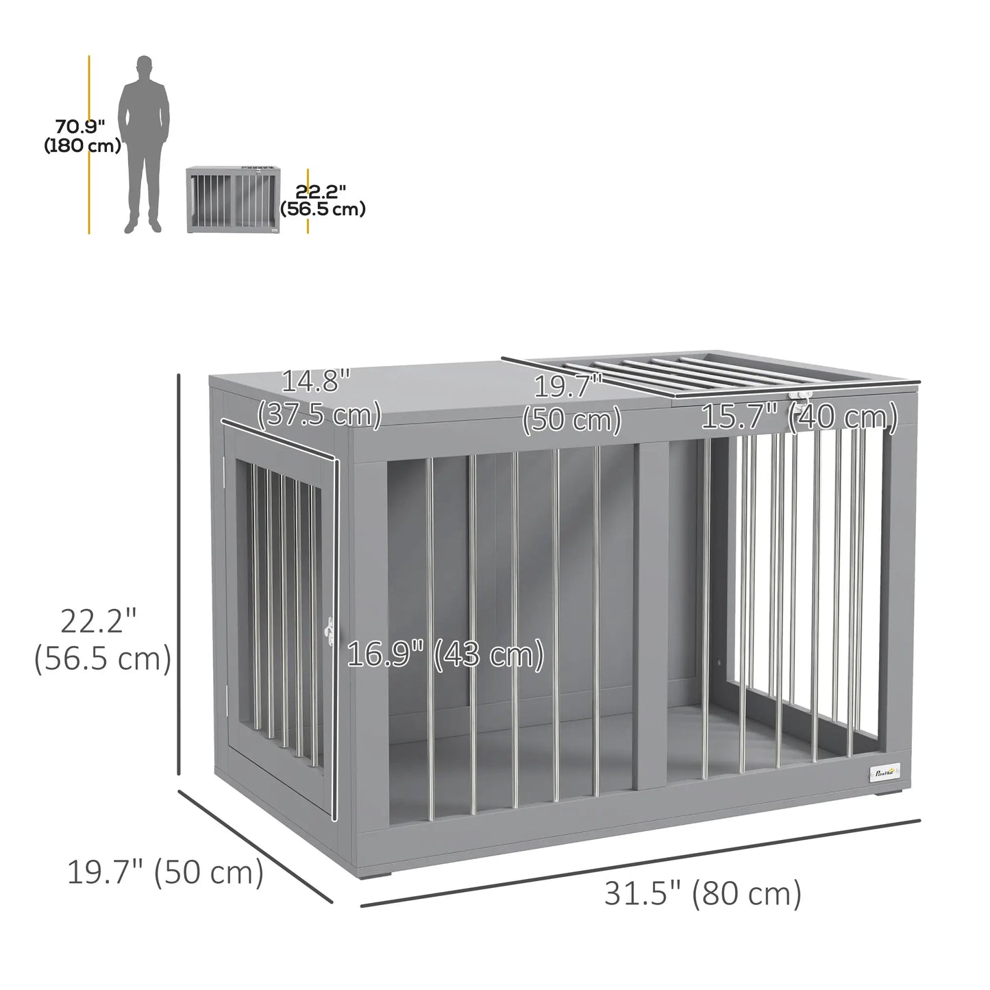 31.5" Dog Crate Furniture, Double Doors, Medium Dogs, Grey Houses, Kennels & Pens at Gallery Canada