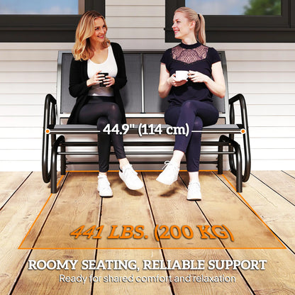 Double Glider Steel Sling Fabric Swing Chair, Heavy-Duty, Grey Outdoor Gliders at Gallery Canada