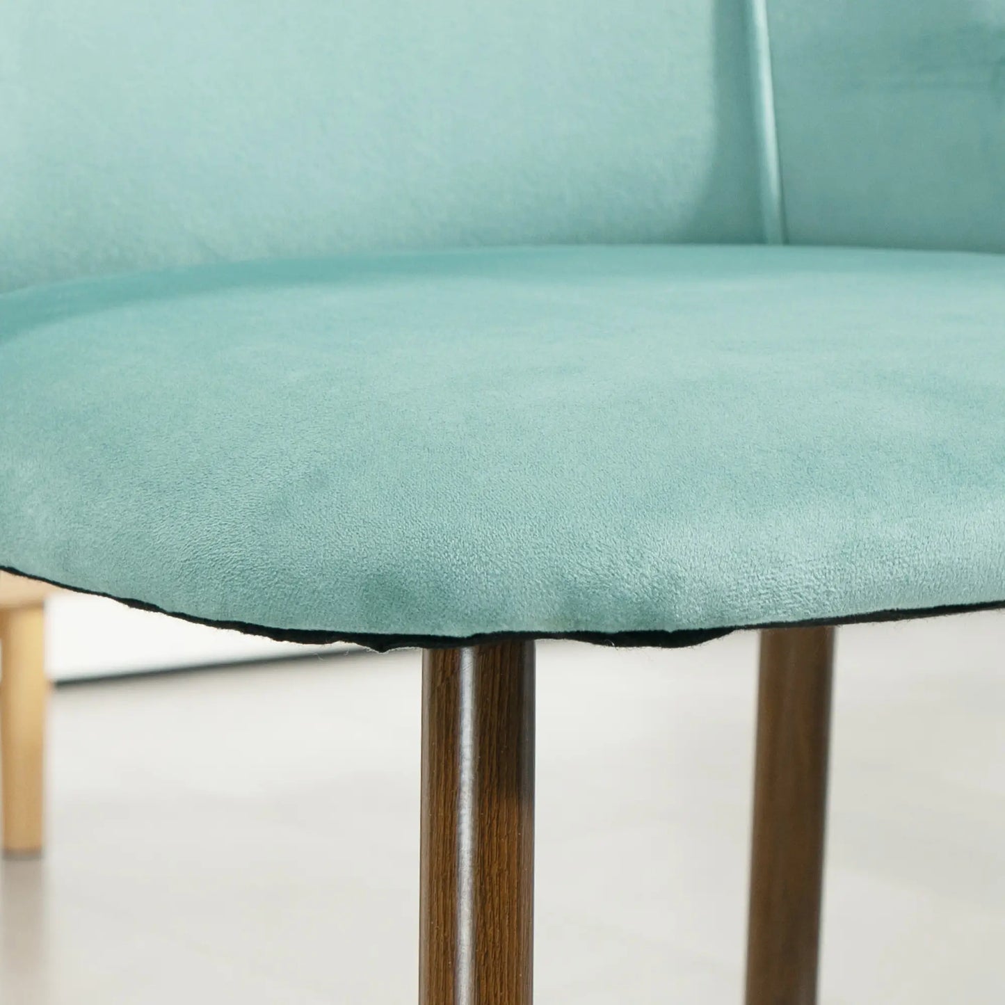 Upholstered Dining Chairs Set of 4, Velvet, Wood-Grain Steel Leg, Light Green Dining Chairs at Gallery Canada