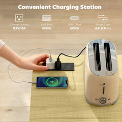 7 Gallon Tilt Out Garbage Cabinet, Kitchen Island With Charging Station, White