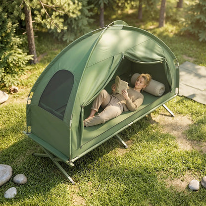 Compact Pop Up Folding Camping Cot Tent Combo, Dark Green Camping Tents at Gallery Canada