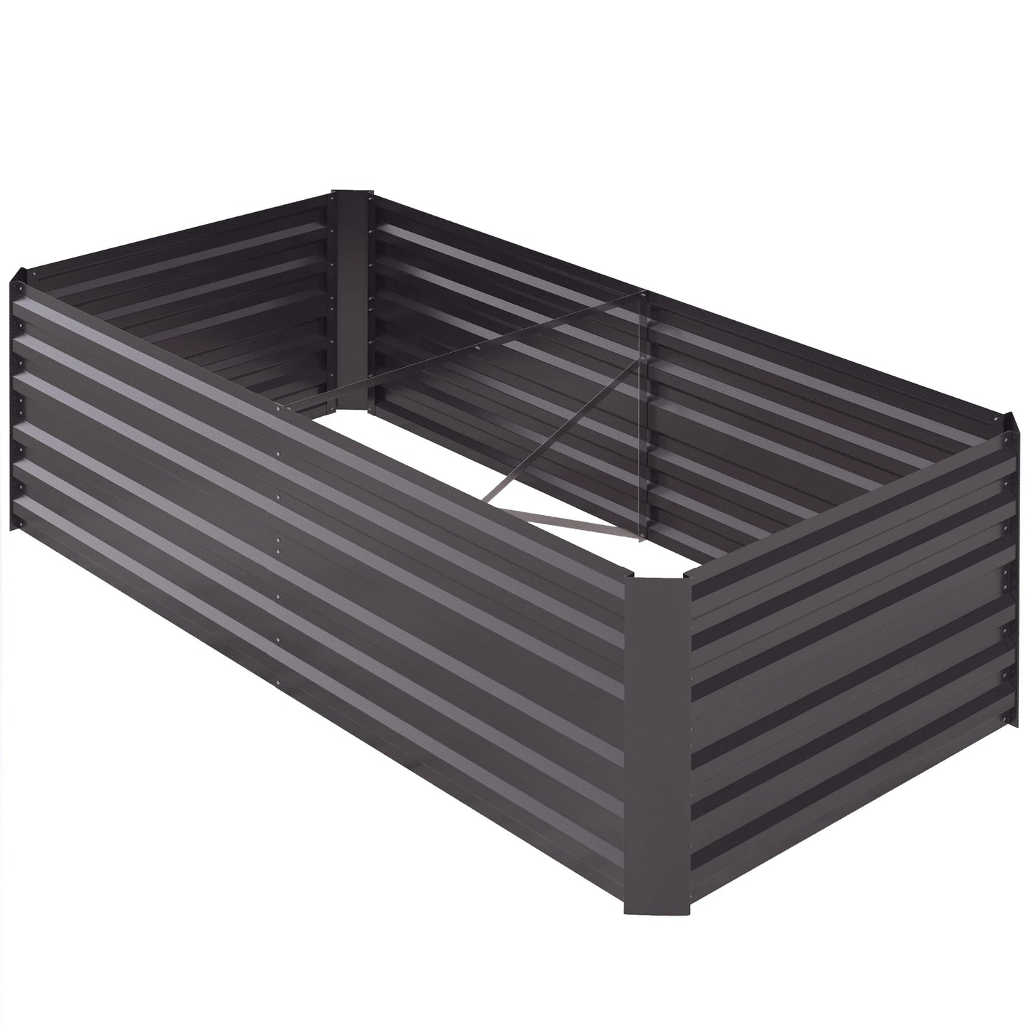 Galvanized Raised Garden Bed, Steel Outdoor Planter, 71" x 35" x 23", Dark Grey Galvanized Planter Boxes Dark Grey at Gallery Canada