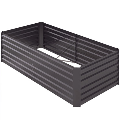 Galvanized Raised Garden Bed, Steel Outdoor Planter, 71" x 35" x 23", Dark Grey Galvanized Planter Boxes Dark Grey at Gallery Canada