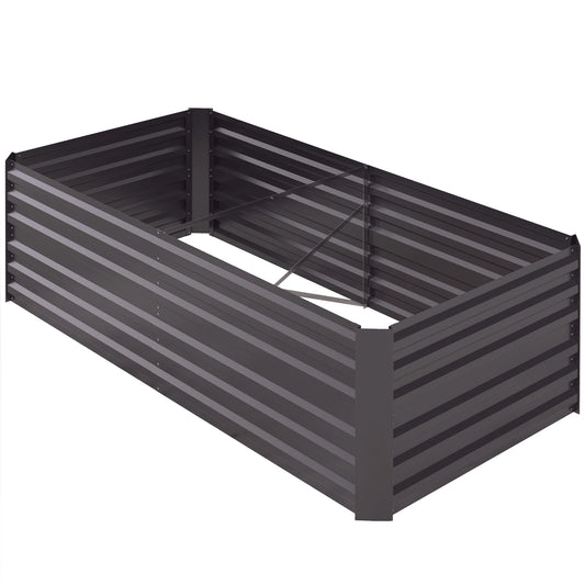 Galvanized Raised Garden Bed, Steel Outdoor Planter, 71" x 35" x 23", Dark Grey Galvanized Planter Boxes Dark Grey at Gallery Canada