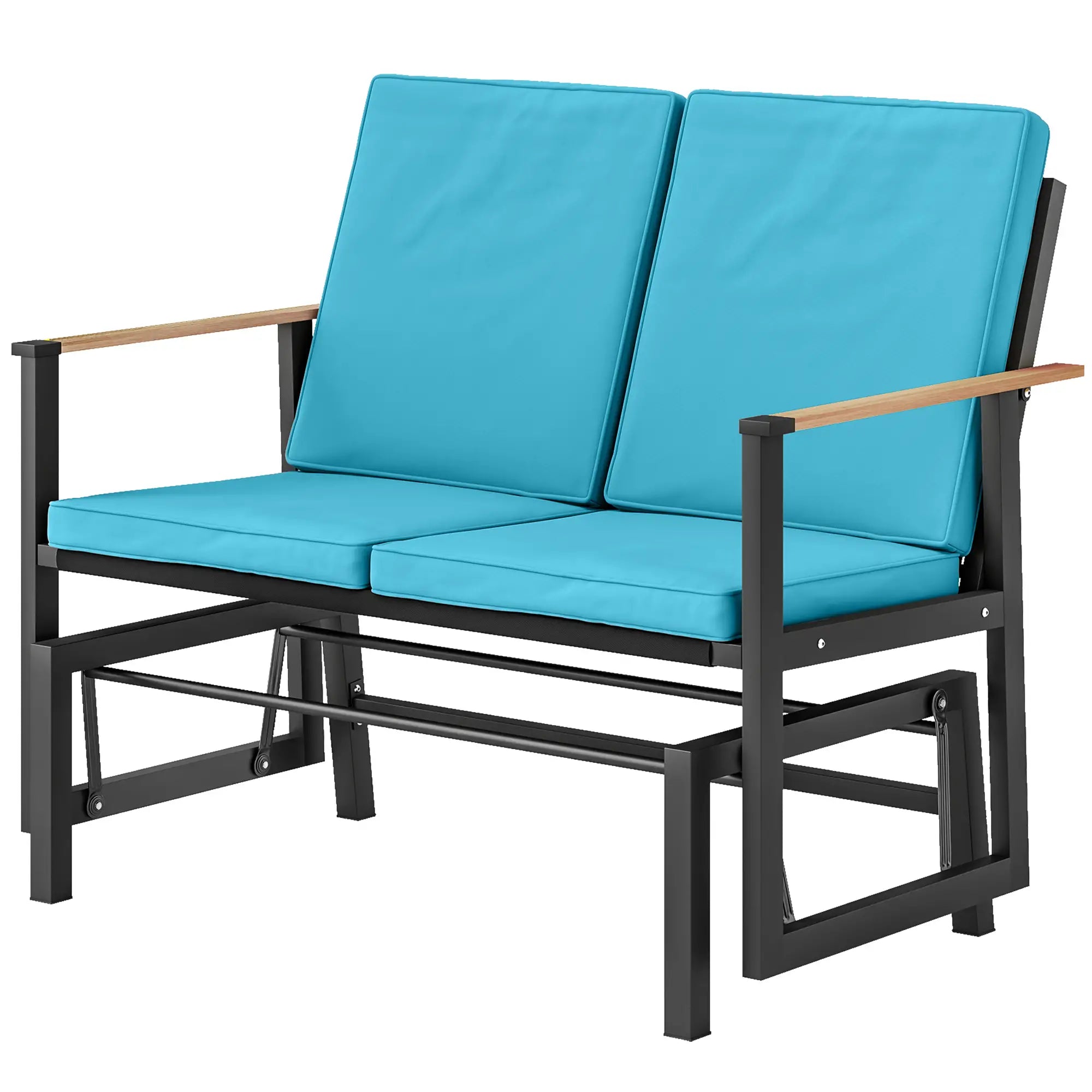Outdoor Glider Bench For 2, With Thick Cushions, Navy Blue Outdoor Gliders Black, Navy Blue at Gallery Canada