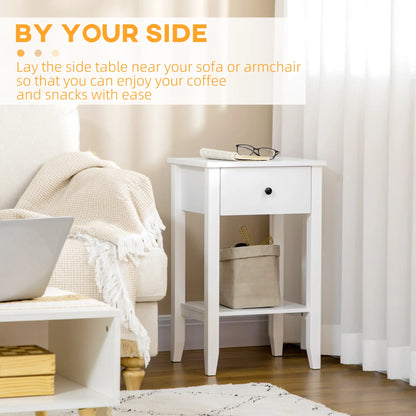 Side Table Set of 2, 2-Tier End Tables with Drawer, White Side Tables at Gallery Canada