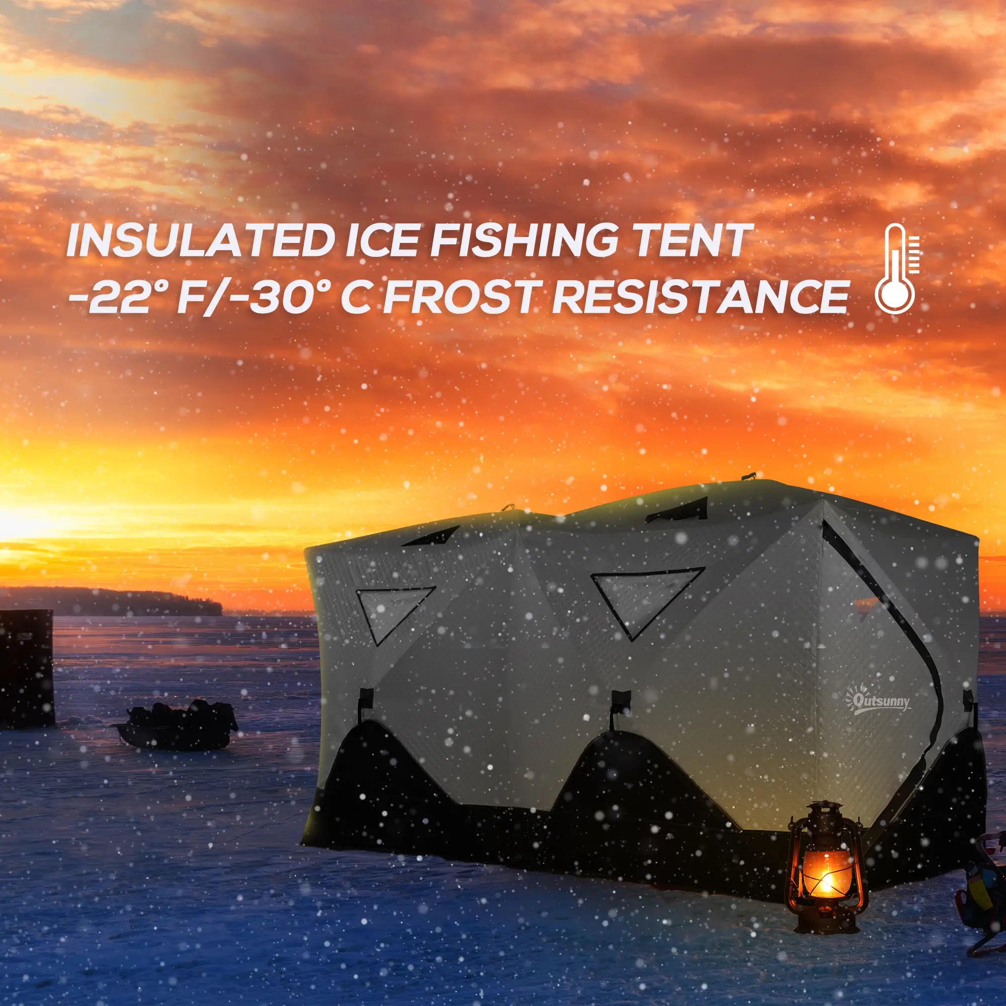 8-Person Ice Fishing Tent, Insulated, Ventilation Windows, Carry Bag, -22℉, Grey Ice Fishing Tents at Gallery Canada