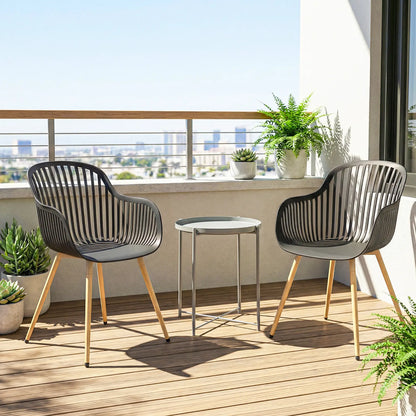 Outdoor Dining Chairs Set of 4, Patio Chairs, Slotted Backrest, Grey Patio Chairs at Gallery Canada