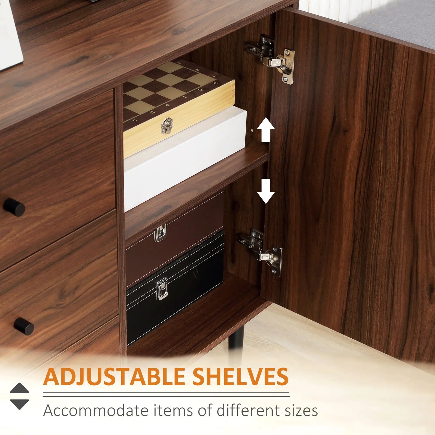 Kitchen Storage Sideboard, 2 Doors, 3 Drawers, Adjustable Shelves, Brown Bar Cabinets at Gallery Canada