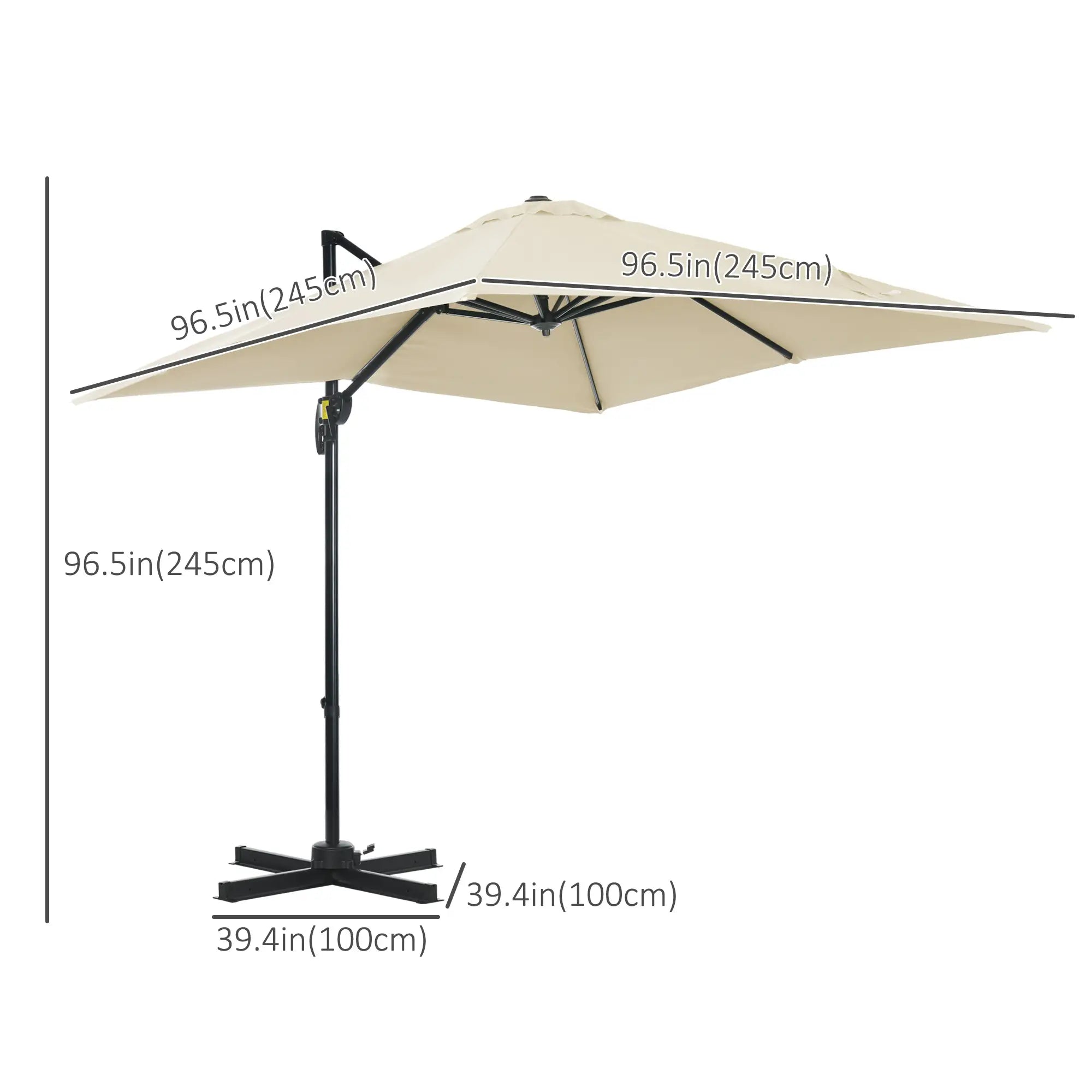 8' x 8' Square Patio Umbrella, 360° Rotation, Aluminum, White Cantilever Umbrellas at Gallery Canada