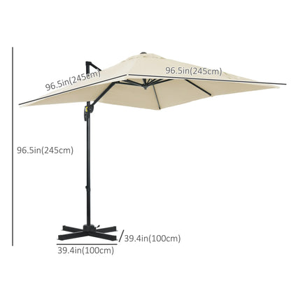 8' x 8' Square Patio Umbrella, 360° Rotation, Aluminum, White Cantilever Umbrellas at Gallery Canada