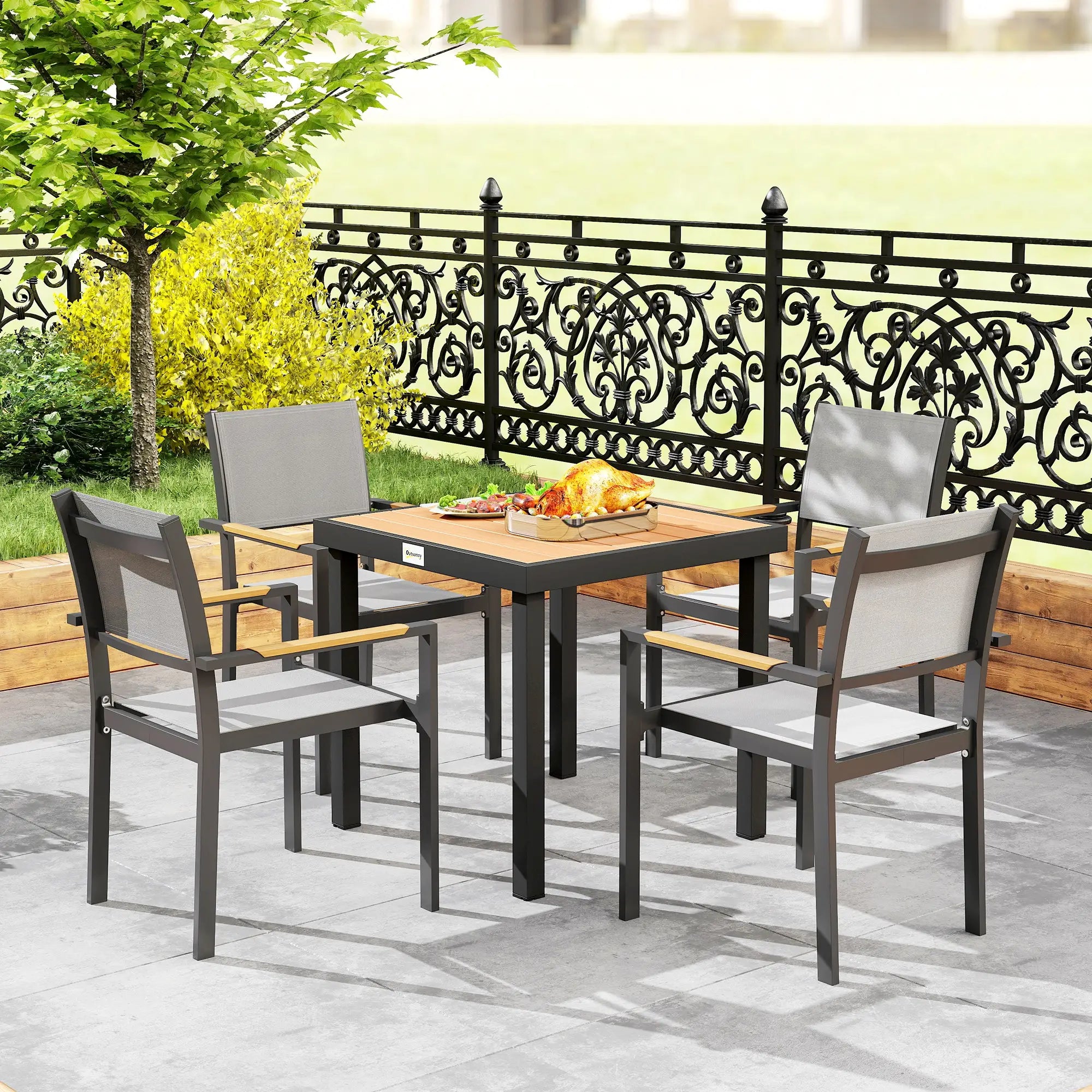 Square Aluminum Patio Dining Table for 4, Outdoor Garden Lawn, Natural Patio Dinning Tables at Gallery Canada
