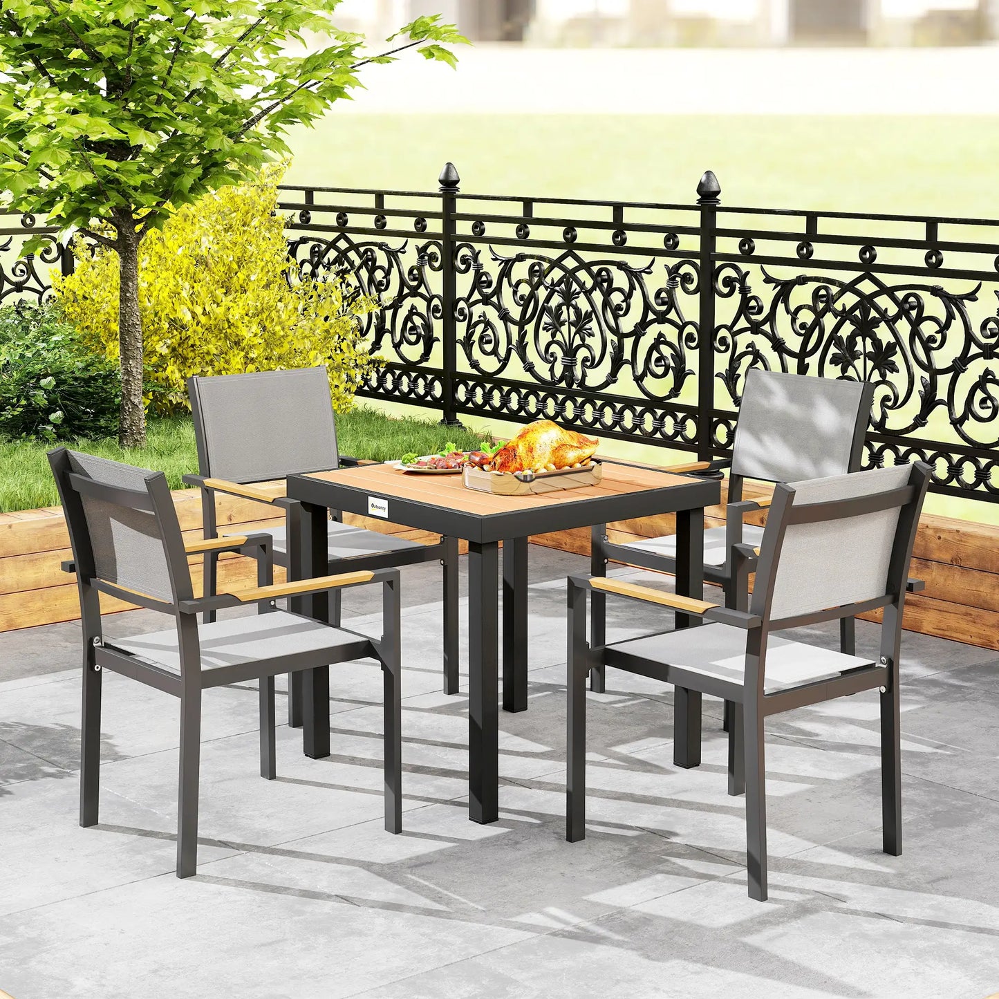 Square Aluminum Patio Dining Table for 4, Outdoor Garden Lawn, Natural Patio Dinning Tables at Gallery Canada