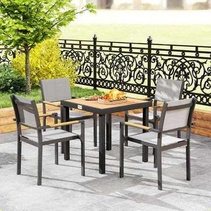 Square Aluminum Patio Dining Table for 4, Outdoor Garden Lawn, Natural Patio Dinning Tables at Gallery Canada
