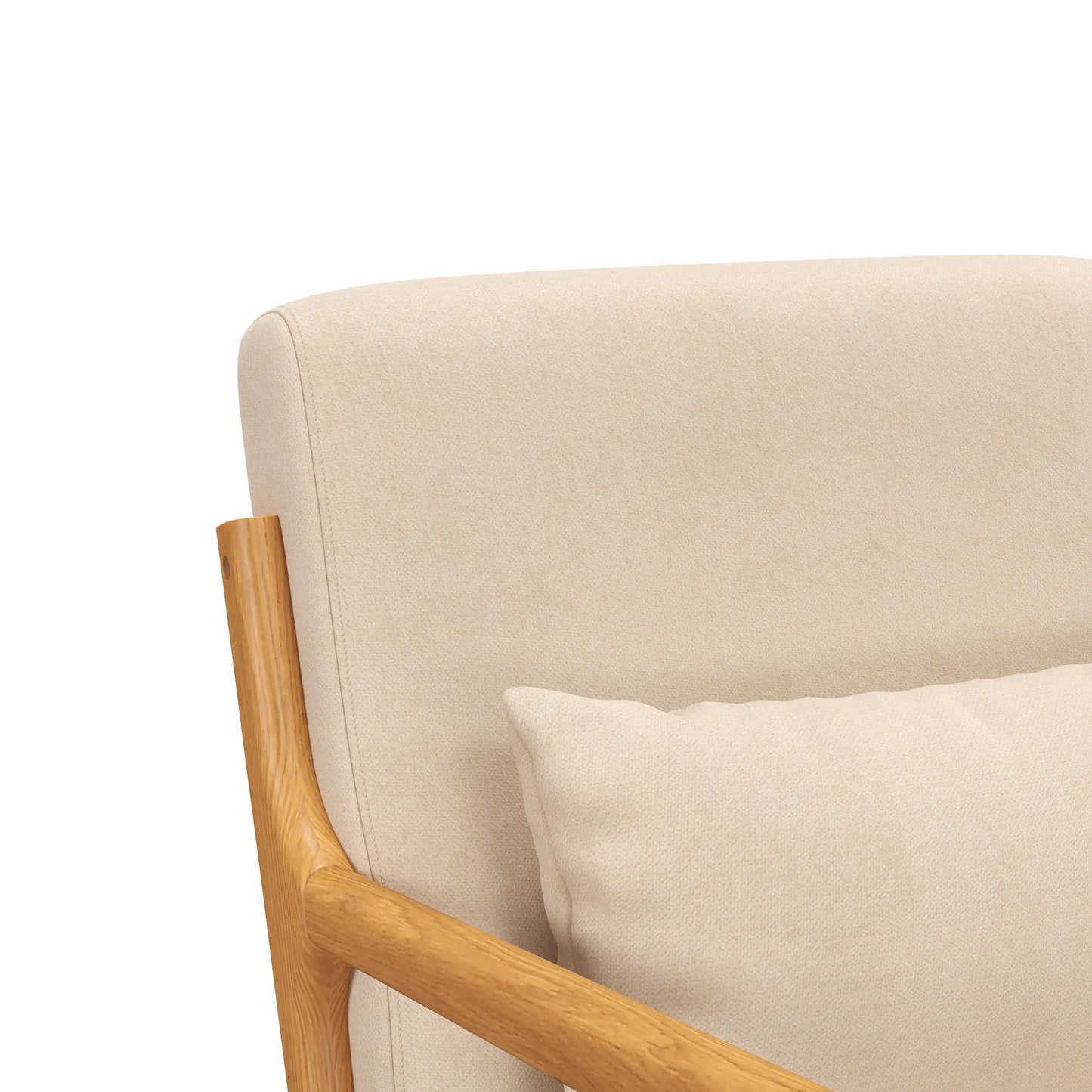 Velvet Armchair, Retro Accent Chair with Wood Legs, Beige Accent Chairs at Gallery Canada
