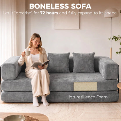 81" Convertible Sofa Bed 5-in-1, Grey, Deep Seat Sofas & Reclining Chairs at Gallery Canada