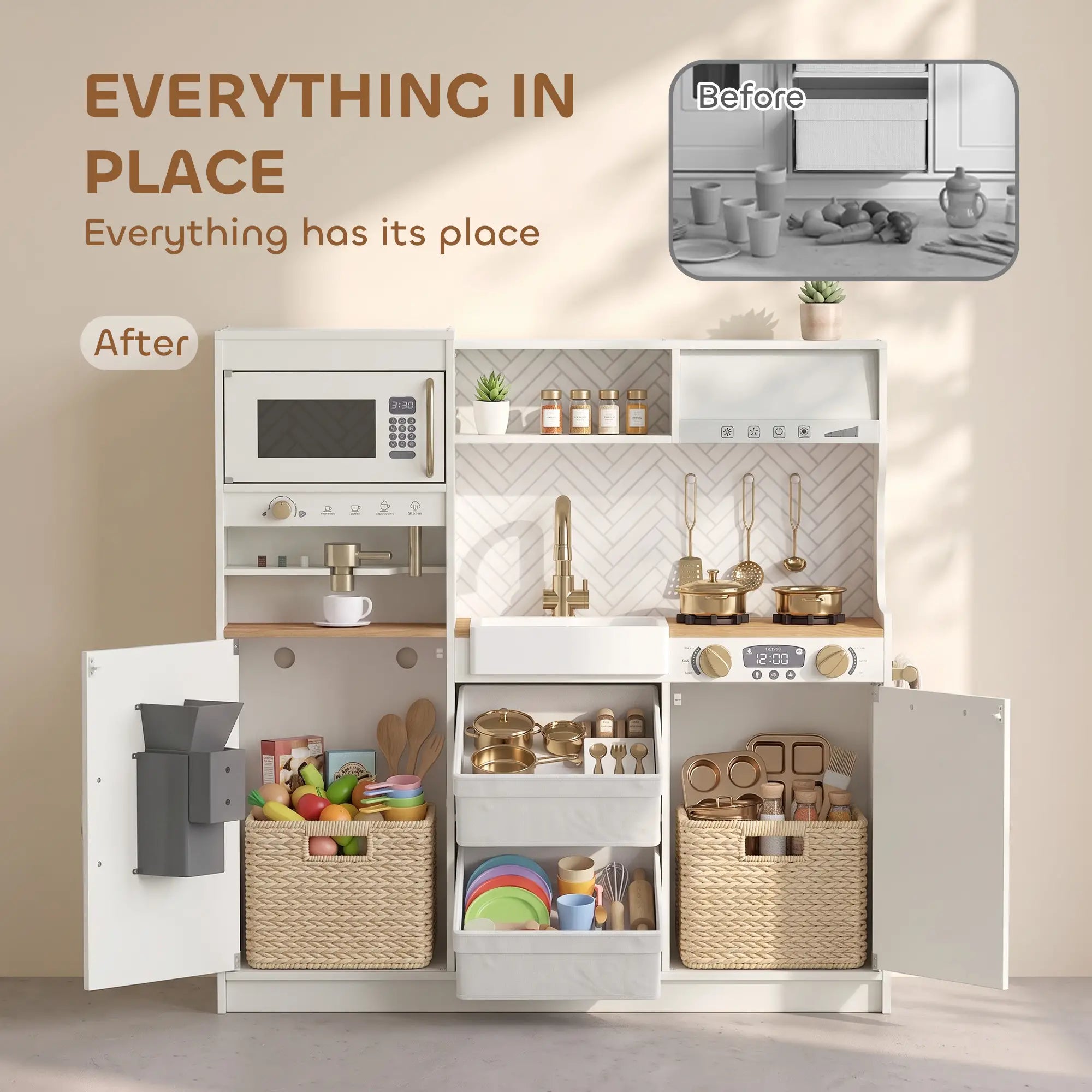 Kids Kitchen Playset With Coffee Machine, 3+, White Play Kitchen at Gallery Canada