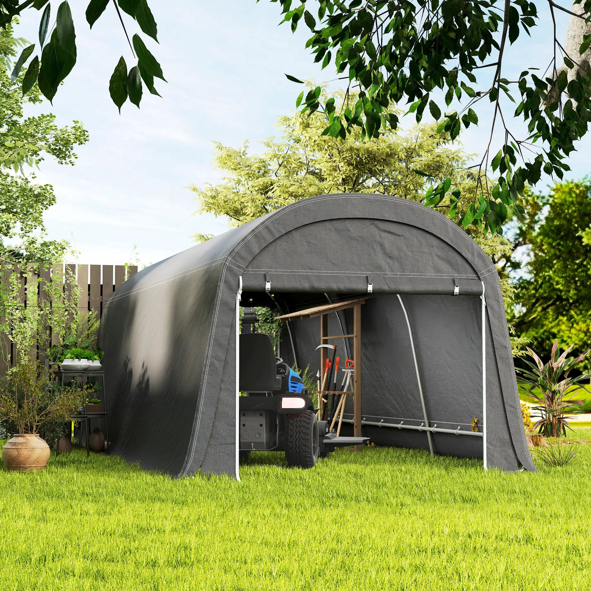 10' x 20' Portable Shed, Motorcycle Bike Tent, Dark Grey Car Shelters at Gallery Canada