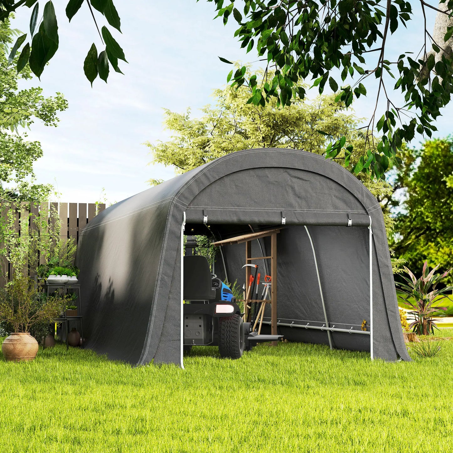 10' x 20' Portable Shed, Motorcycle Bike Tent, Dark Grey Car Shelters at Gallery Canada