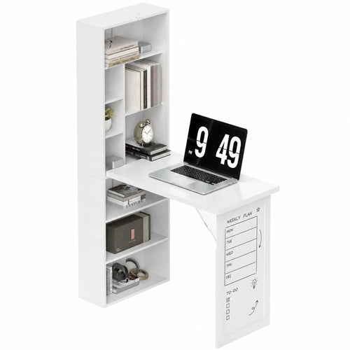 Fold Out Convertible Office Desk, Wall Mount Computer Desk, White