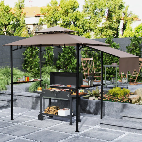 8' x 5' Grill Gazebo, Double Tiered Barbecue Shelter, Khaki