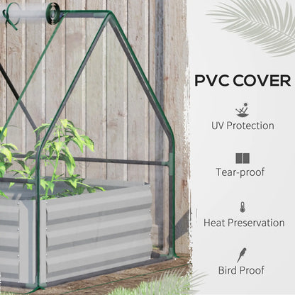 Steel Outdoor Raised Garden Bed, Greenhouse Cover, Roll Up Door, 50"x37.4"x36.2", Clear Mini Greenhouses at Gallery Canada