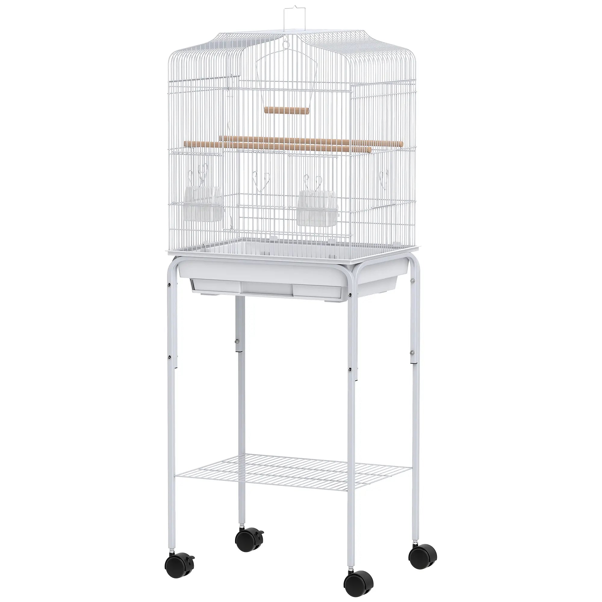 49 Rolling Bird Cage, Cockatoo House, Play Top, Storage Shelf, Wheels, White Bird Cages White at Gallery Canada