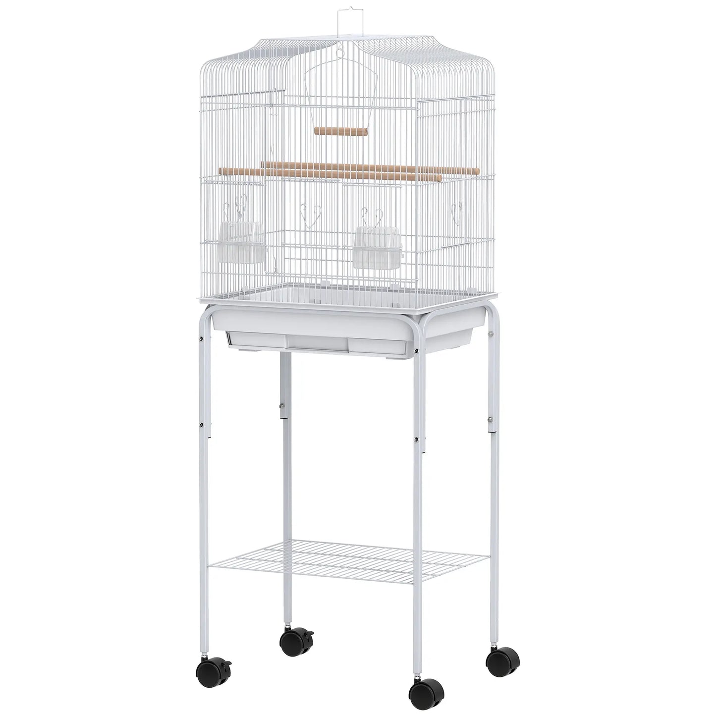49 Rolling Bird Cage, Cockatoo House, Play Top, Storage Shelf, Wheels, White Bird Cages White at Gallery Canada