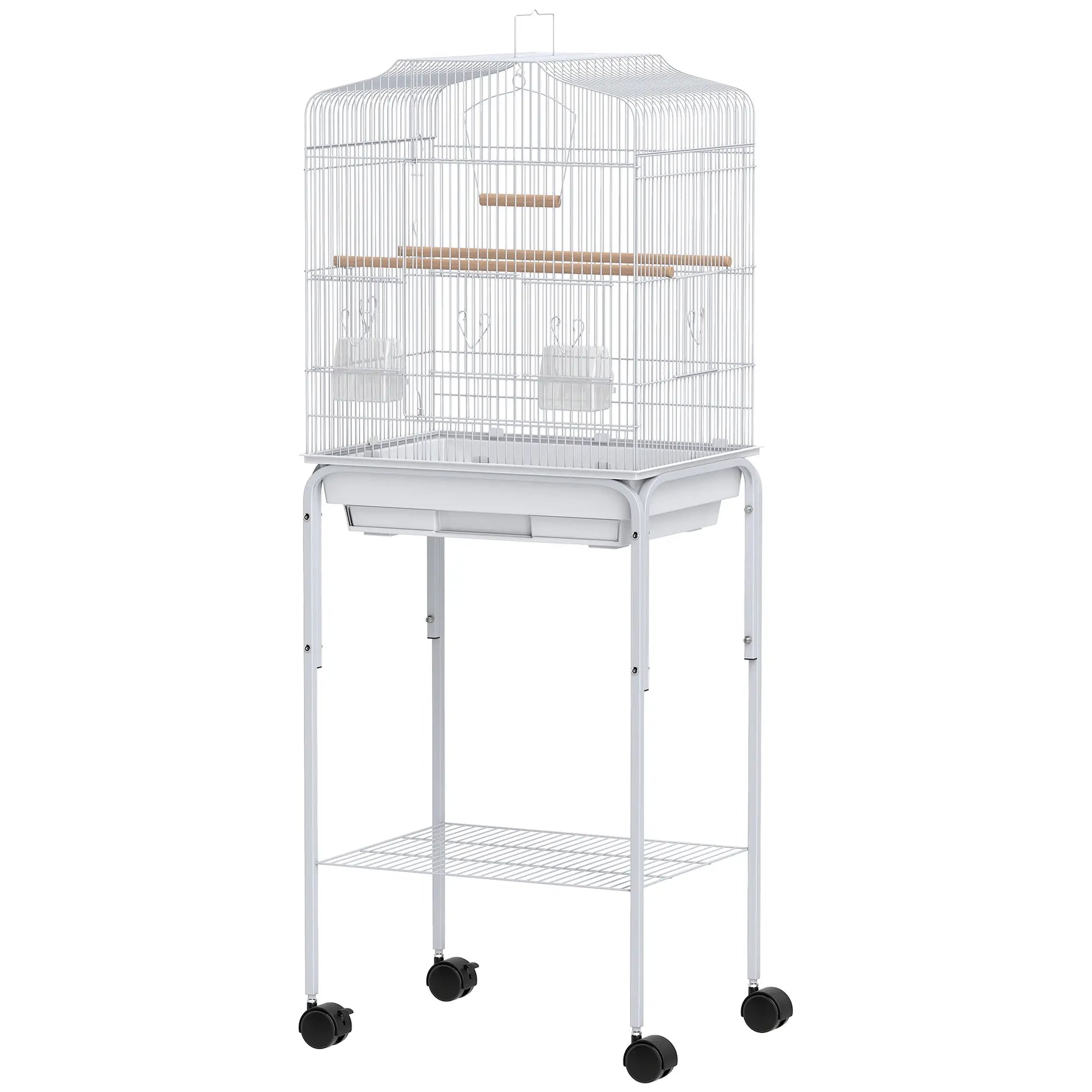 49 Rolling Bird Cage, Cockatoo House, Play Top, Storage Shelf, Wheels, White Bird Cages White at Gallery Canada