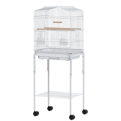 49 Rolling Bird Cage, Cockatoo House, Play Top, Storage Shelf, Wheels, White Bird Cages White at Gallery Canada