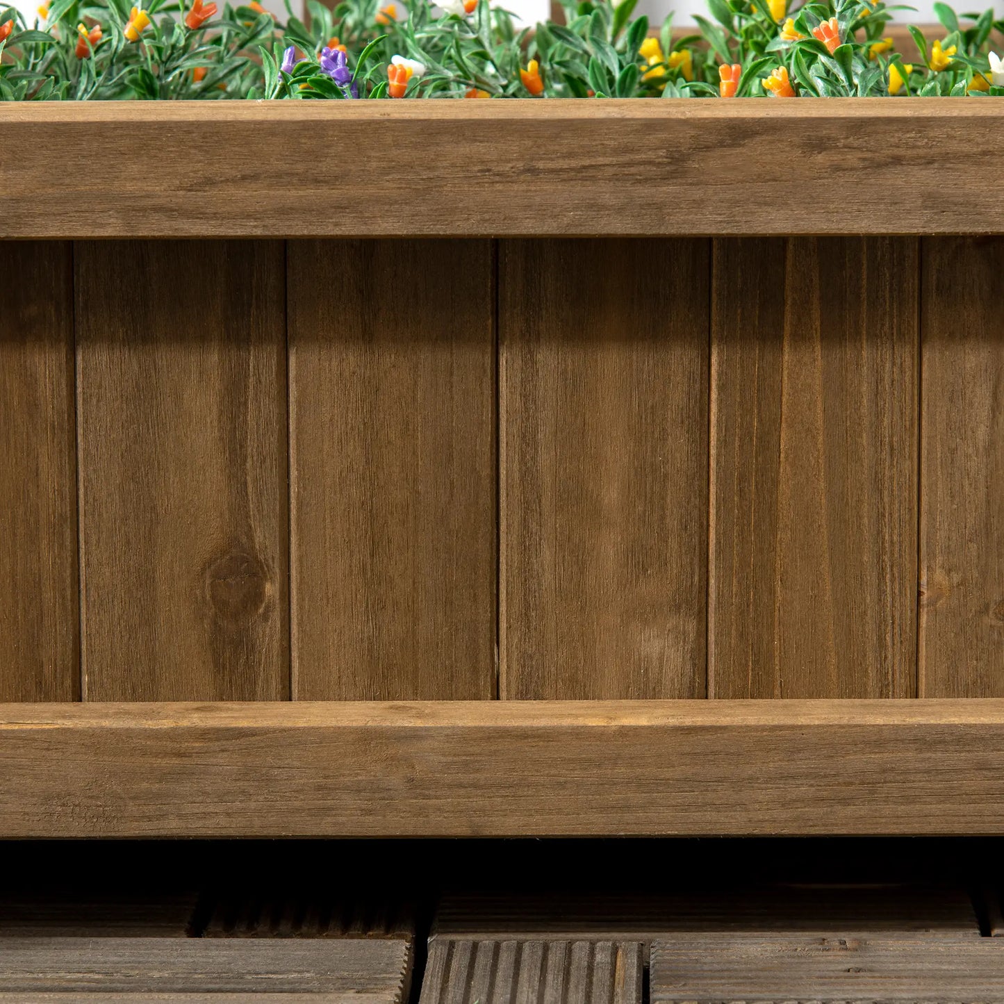 Wood Raised Garden Bed Planter with Trellis, Indoor Outdoor, Coffee Wooden Planter Boxes at Gallery Canada