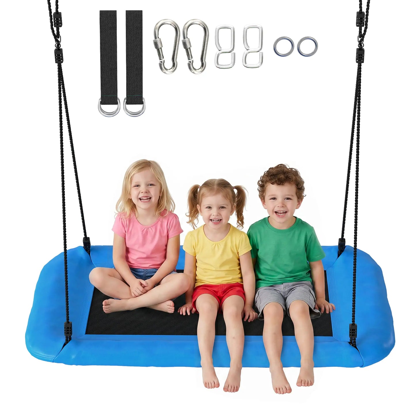 Adjustable Ropes Tree Straps Basket Swing, 58" x 30", 660 lbs Capacity, Blue Gym Sets & Swings at Gallery Canada