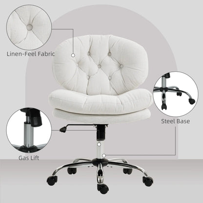 Armless Office Chair, Wide Padded Seat, Adjustable Height, Cream White Task Chairs at Gallery Canada