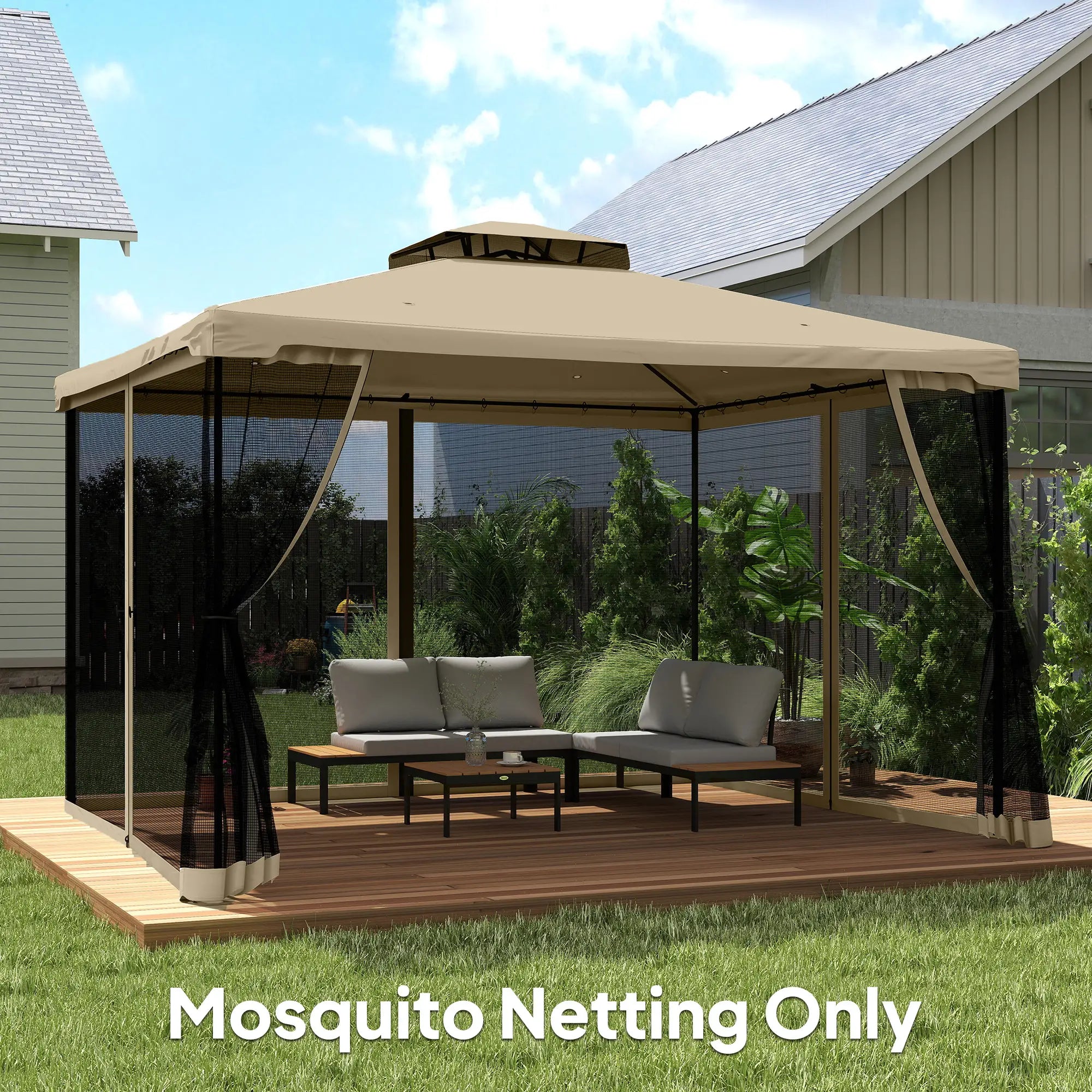 Mosquito Netting For Gazebo, 10' x 13', Khaki, Black Gazebo Sidewalls at Gallery Canada