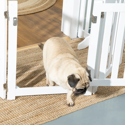 23.5"H Foldable Dog Gate with Door, 4 Panels, White Houses, Kennels & Pens at Gallery Canada