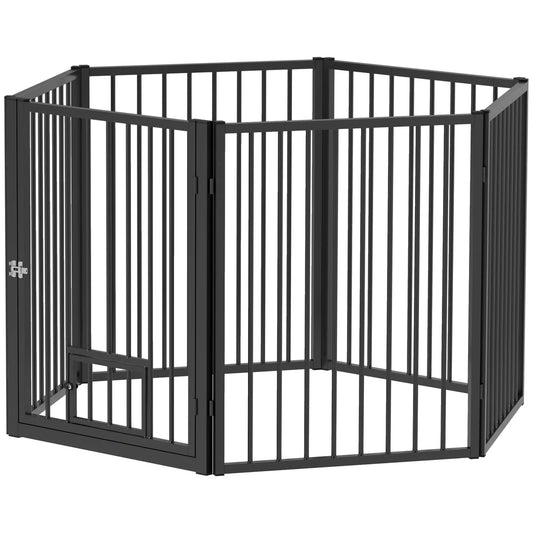 6 Panels Dog Playpen, Foldable Portable, Small Medium Dogs, 30H Houses, Kennels & Pens Black at Gallery Canada